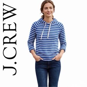 J.Crew Blue & White Striped Hooded Sweatshirt | Size XS